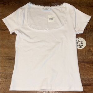 Jolie White Lace Trim Top